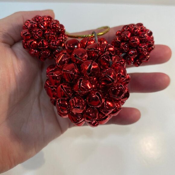 Disney Mickey Mouse Head and Ears Christmas Tree Ornament ~ Red Jingle Bells - Picture 3 of 4